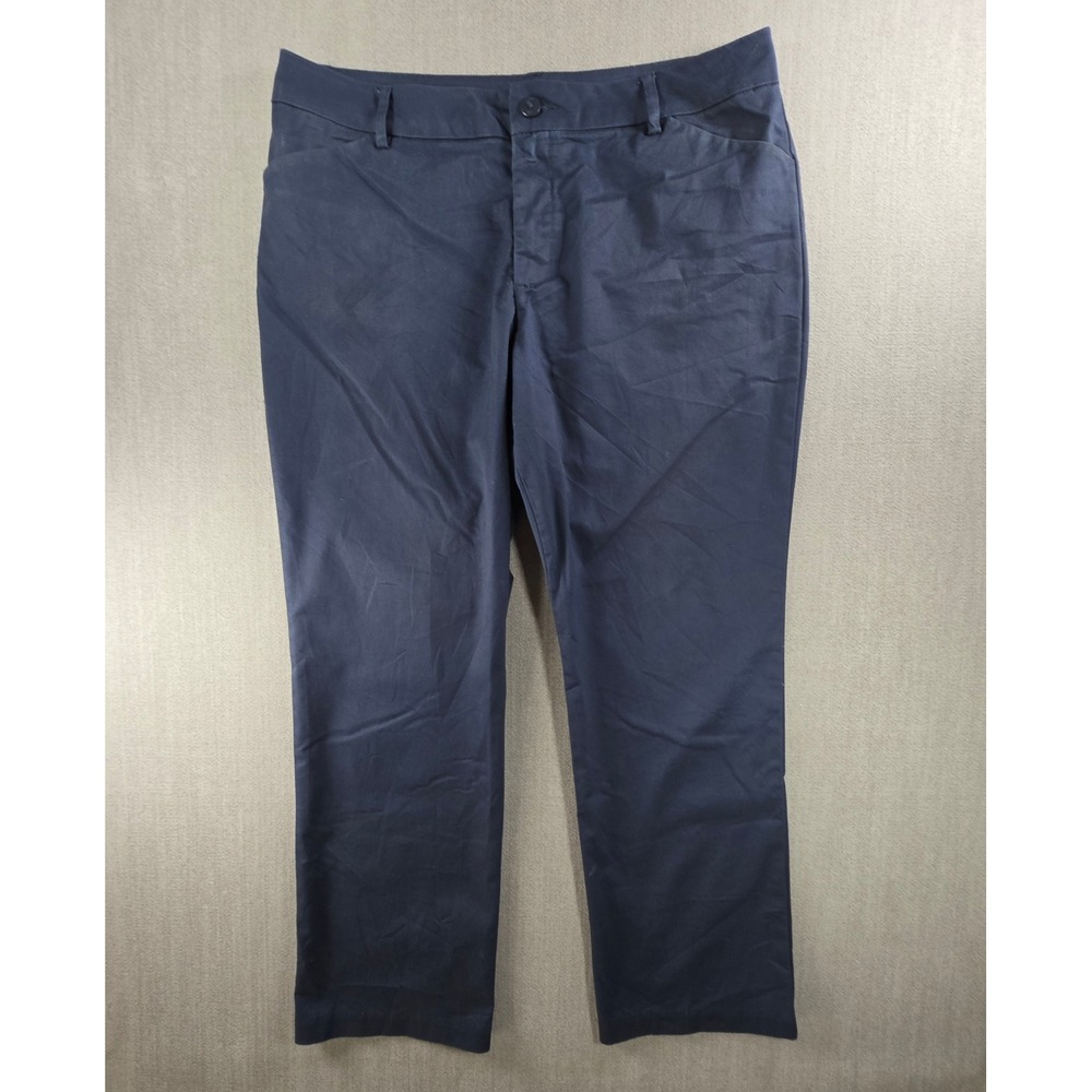 Lee Wrinkle Free Pants Mens 36x28 Navy Blue Chino Flat Front Casual 1304